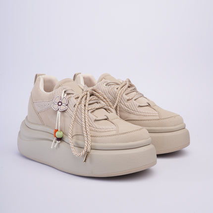 Tenis de plataforma taupe con accesorio
