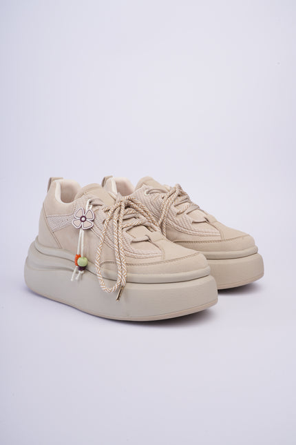 Tenis de plataforma taupe con accesorio