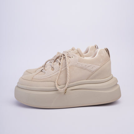 Tenis de plataforma taupe con accesorio