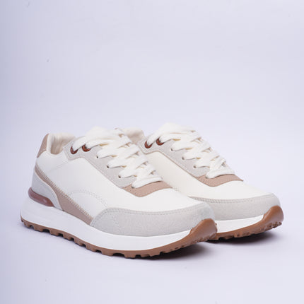 Tenis deportivos beige con detalles café
