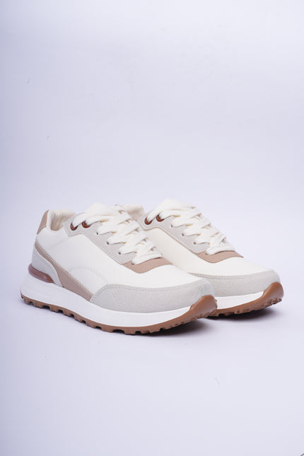 Tenis deportivos beige con detalles café
