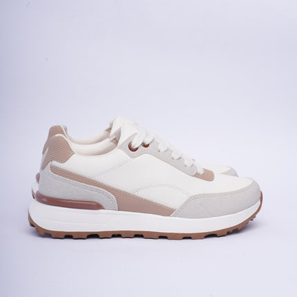 Tenis deportivos beige con detalles café