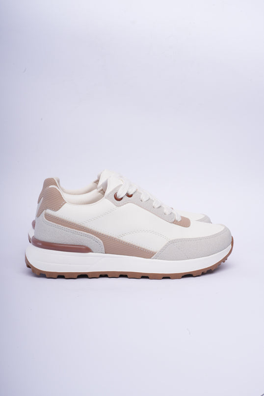 Tenis deportivos beige con detalles café