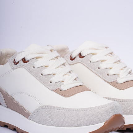 Tenis deportivos beige con detalles café