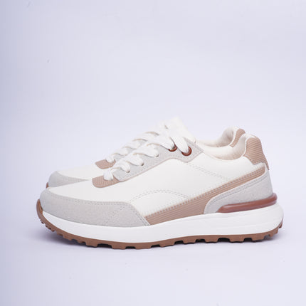 Tenis deportivos beige con detalles café