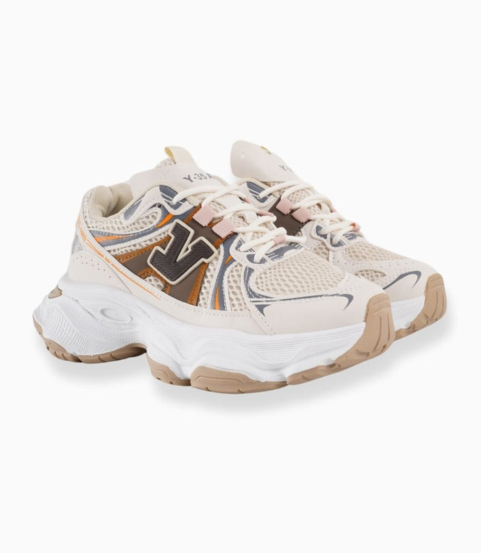 Tenis deportivos chunky crema