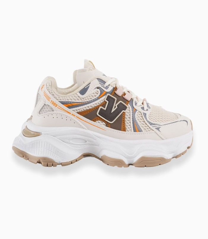 Tenis deportivos chunky crema