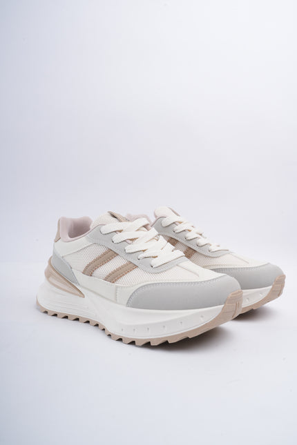 Tenis deportivos crema con beige