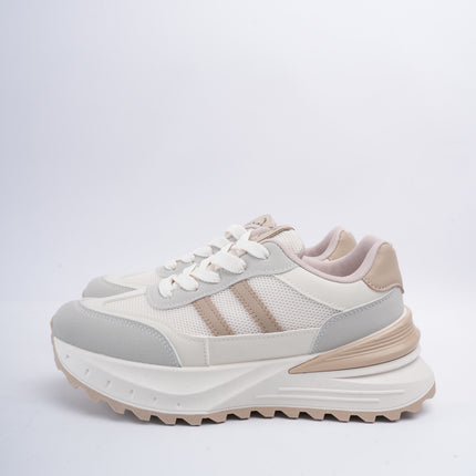Tenis deportivos crema con beige