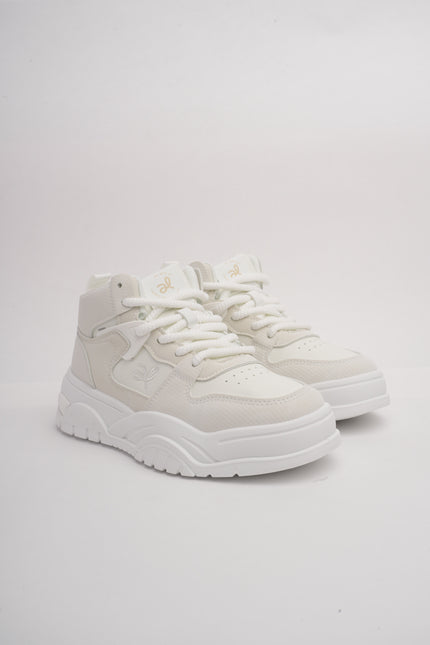 Tenis en bota blancos con beige