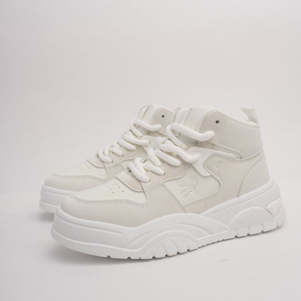 Tenis en bota blancos con beige