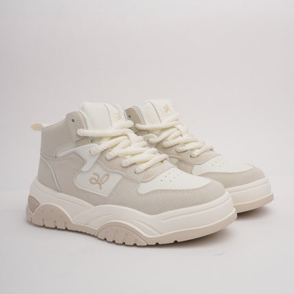 Tenis en bota crema con beige