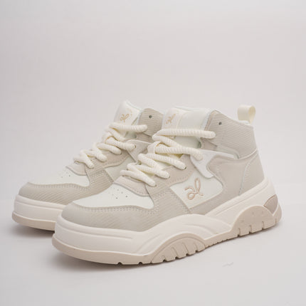 Tenis en bota crema con beige