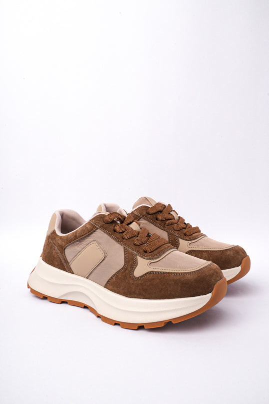 Tenis kaki altos con gamuza