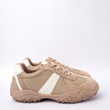 Tenis kaki con blanco y gamuza