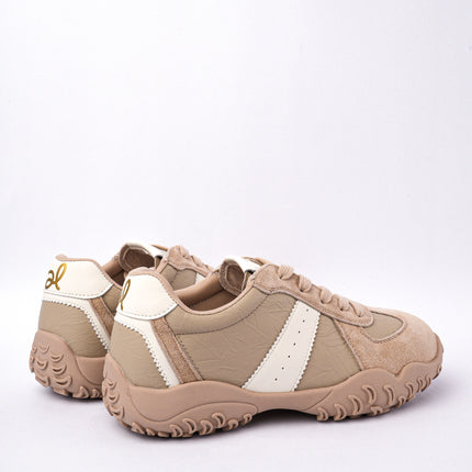 Tenis kaki con blanco y gamuza