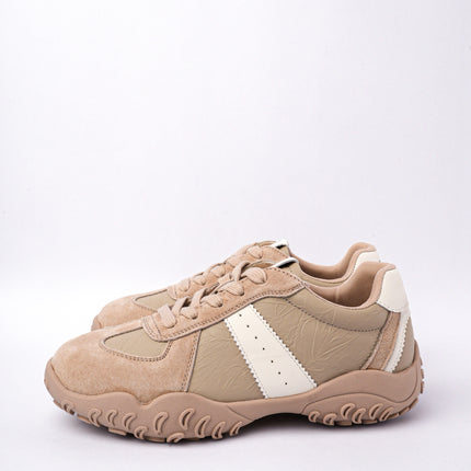 Tenis kaki con blanco y gamuza