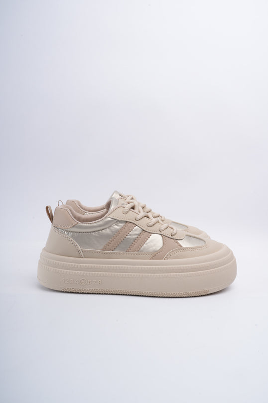 Tenis kaki con dorado