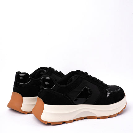 Tenis negros altos charol con gamuza