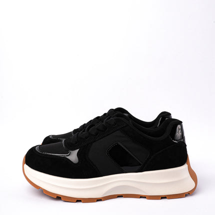 Tenis negros altos charol con gamuza