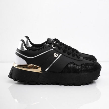 Tenis negros con dorado y plataforma