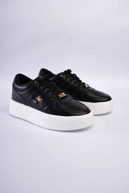 Tenis negros plataforma x dorado