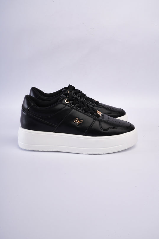 Tenis negros plataforma x dorado