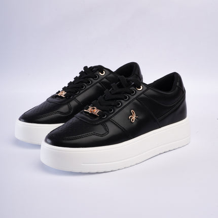 Tenis negros plataforma x dorado