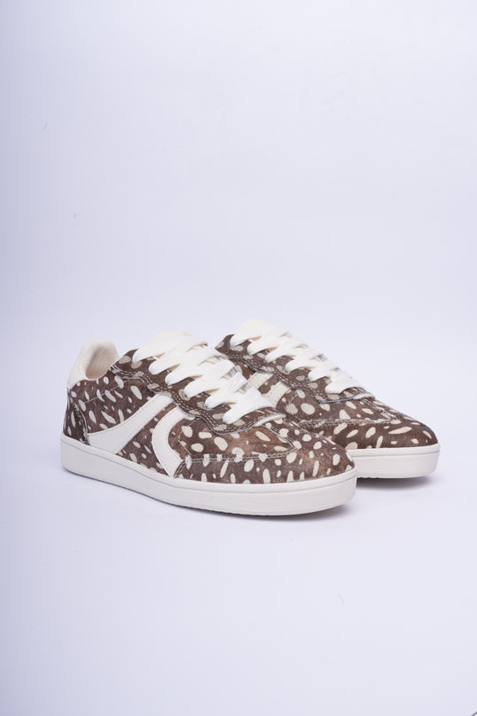 Tenis planos animal print café