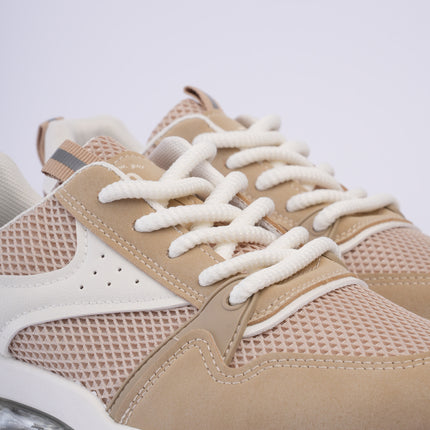 Tenis plataforma beige con blanco