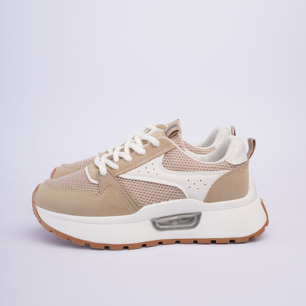 Tenis plataforma beige con blanco