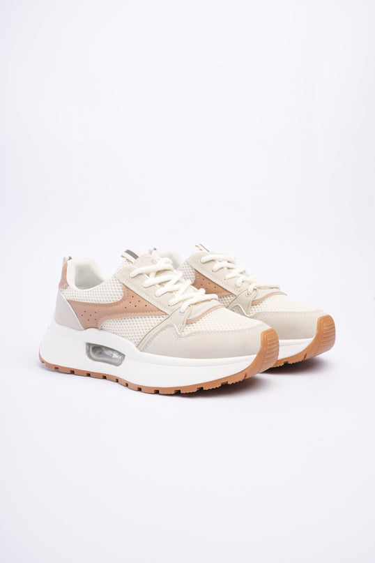 Tenis plataforma blancos con beige