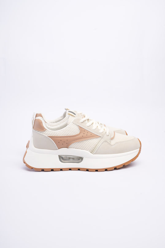 Tenis plataforma blancos con beige