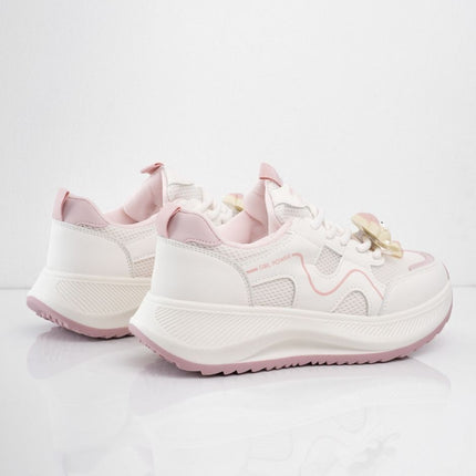 Tenis plataforma blancos con rosa y accesorio