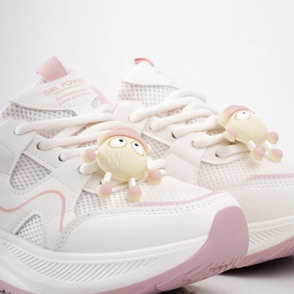 Tenis plataforma blancos con rosa y accesorio