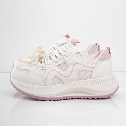 Tenis plataforma blancos con rosa y accesorio