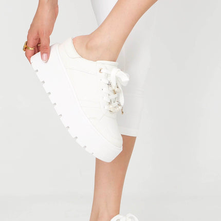 Tenis plataforma blancos destalonados