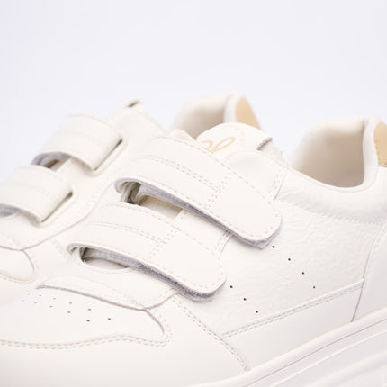 Tenis plataforma blancos x beige con velcro