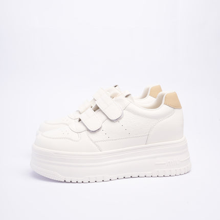 Tenis plataforma blancos x beige con velcro