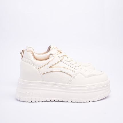 Tenis plataforma blancos x laterales beige