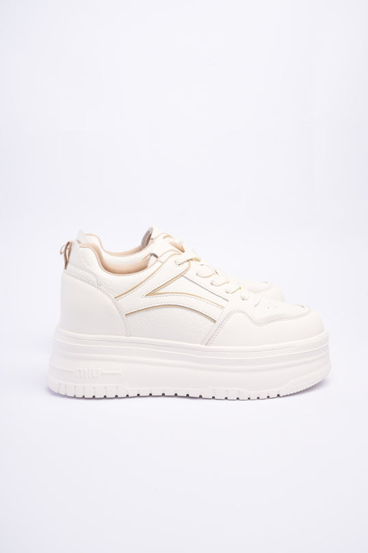 Tenis plataforma blancos x laterales beige