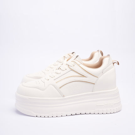 Tenis plataforma blancos x laterales beige