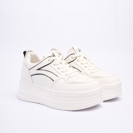 Tenis plataforma blancos x laterales negro