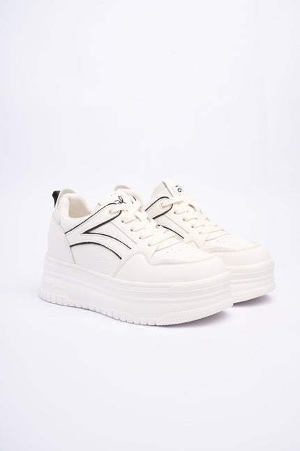 Tenis plataforma blancos x laterales negro