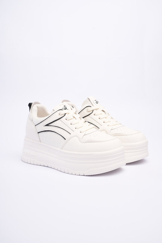 Tenis plataforma blancos x laterales negro