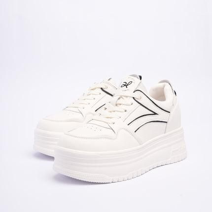 Tenis plataforma blancos x laterales negro