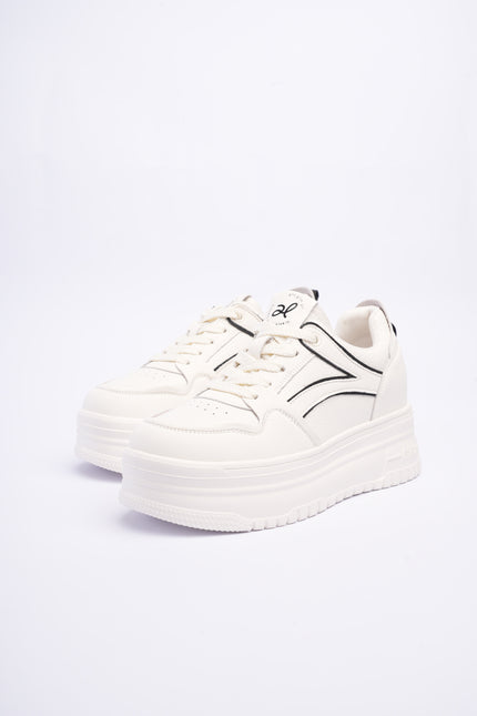 Tenis plataforma blancos x laterales negro