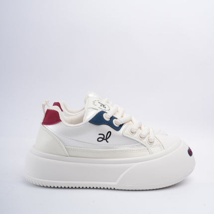 Tenis plataforma crema con azul
