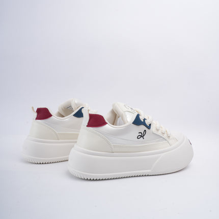 Tenis plataforma crema con azul