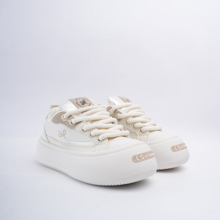 Tenis plataforma crema con beige
